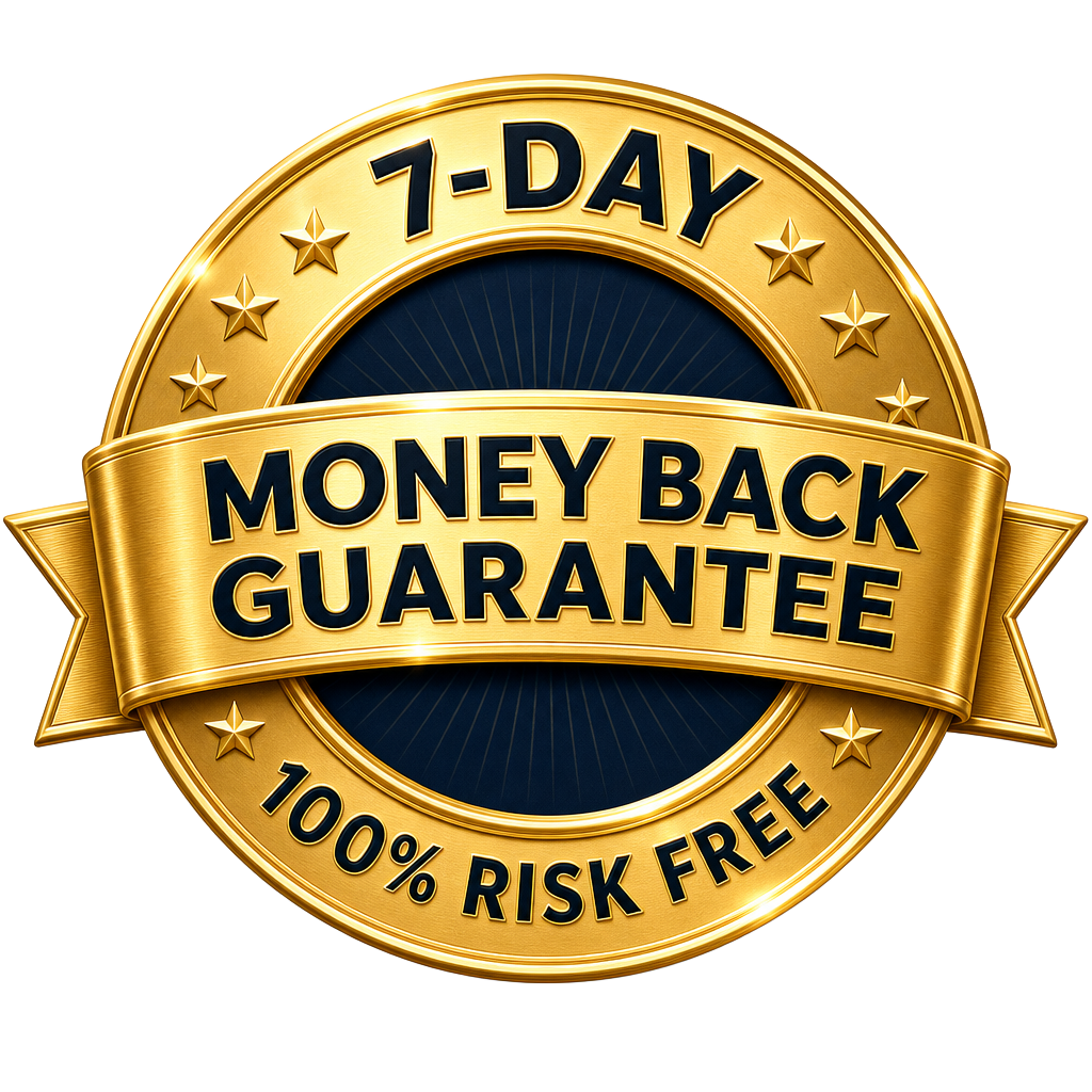 7-day money-back guarantee seal